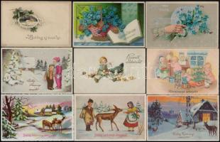 41 db régi motívumlap, üdvözlőlapok (főleg karácsonyi, húsvéti, újévi); közte sok litho és dombornyomott / 41 pre-1945 motive cards, greeting cards (mainly Christmas, Easter, New Year); among them many litho and Emb.