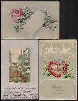 41 db régi motívumlap, üdvözlőlapok (főleg karácsonyi, húsvéti, újévi); közte sok litho és dombornyo...