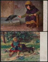 31 db régi gyerek motívumlap, művészlapok / 31 pre-1945 Children motive cards, art postcards