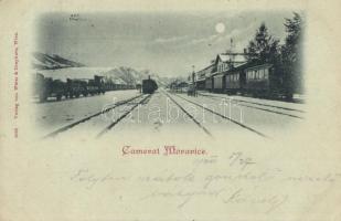 Moravice, Komorske Moravice; vasútállomás, vagonok, kiadja Weiss&Dreykurs Wien / railway station / Bahnhof