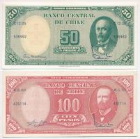 Chile 1960-1961. 50P "5 CENTESIMOS"  felülbélyegzéssel + 100P "10 CENTESIMOS" felülbélyegzéssel T:I,I- ragasztónyom Chile 1960-1961. 50 Pesos with "5 CENTESIMOS" overprint + 10 Pesos with "10 CENTESIMOS" overprint C:UNC,AU gluemark Krause 126,127