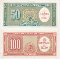 Chile 1960-1961. 50P "5 CENTESIMOS"  felülbélyegzéssel + 100P "10 CENTESIMOS" fe...