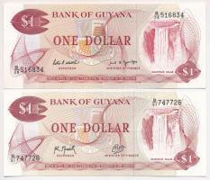 Guyana 1989-1992. 1$ (2x) klf aláírásokkal T:I Guyana 1989-1992. 1 Dollar (2x) with diff signatures C:UNC Krause 21