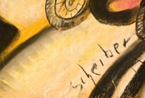 Scheiber jelzéssel: Motorverseny. Pasztell, papír, kis szakadással, 43×31 cm