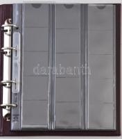 Érmék tárolására szolgáló album, benne 15 lap, klf méretű érmék tárolására. Használt, de jó állapotb...