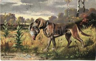 17 db régi állat és vadász motívumlap / 17 pre-1945 animal and hunter motive cards