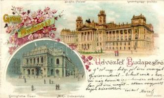 1898 Budapest, igazságügyi palota, Operaház, floral, F. Schmuck litho (EK)