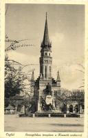 Cegléd - 3 db régi városképes lap: Hősök szobra, Evangélikus templom a Kossuth szoborral, Református nagytemplom