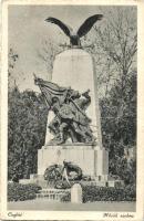 Cegléd - 3 db régi városképes lap: Hősök szobra, Evangélikus templom a Kossuth szoborral, Református...