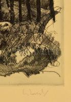 Lukovszky László (1922-1981): Tavasz. Rézkarc, papír, jelzett, üvegezett keretben, 24×31 cm