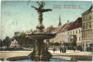 Pozsony, Pressburg, Bratislava; Kossuth Lajos tér, Központi sörcsarnok, üzlet / square, beer hall, inn, shops (b)