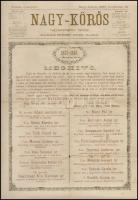 1887 a Nagykőrös hetilap díszes vacsorameghívója, a hajtások mentén szakadásokkal