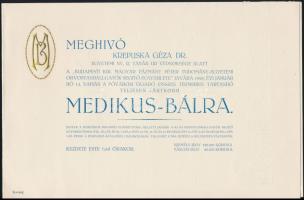 1925 Meghívó medikus bálra, borítékkal