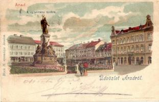 1899 Arad, Vértanú szobor / martyrs statue, monument, street view, litho (ázott / wet damage)