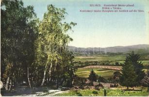 1914 Szliács, Sliac; Kosztolányi Sándor pihenő, kilátás a Tátrára / Tatry from the resting place