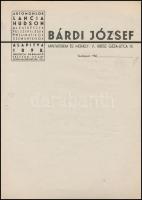 cca 1940 Bárdi József autókereskedés 2 db kitöltetlen, díszes fejléces számlája