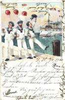 1900 K.u.K. Kriegsmarine. Mariners humour greeting card. E.G. 86. litho (EK)