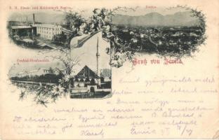 Zenica, B. H. Eisen- und Kohlenwerk, Central-Strafanstalt / iron and coal works, prison, mosque, general view, floral (EB)