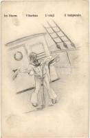 Viharban / Im Sturm / U oluji / il temporale / K.u.K. Kriegsmarine mariners humour, art postcard. G. Fano 2041. 1917. unsigned Ed Dworak