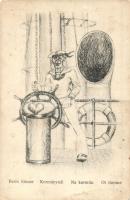 Kormánynál / Beim Steuer / Na kormilu / Ol timone / K.u.K. Kriegsmarine drunk mariners art postcard. G. Fano 2017. 1917.. unsigned Ed Dworak (EB)