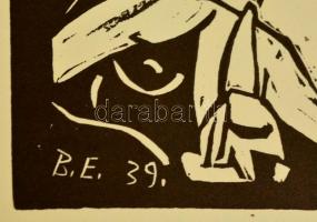 Berda Ernő (1914-1961): Mészárlás, linó, papír, jelzett a linón, 21×26 cm