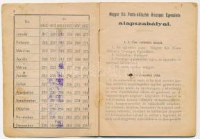 1910 a Magyar Királyi Posta-Altisztek Országos egyesületének tagsági könyve, alapszabállyal