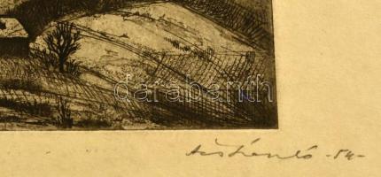 Ács László (?-): Havas hegyoldal. Rézkarc, papír, jelzett, 11×17,5 cm