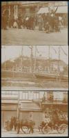 1919 Kassa a Tanácsköztársaság idején, 3 db fotó, hátuljukon feliratozva, 5,5×8 cm