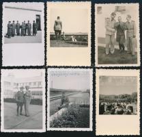 cca 1934-1943 Kis katonai fotó tétel: repülősök, lövészek, katonazenekar, stb., összesen 10 db, egy részük hátulján feliratozva, különböző méretben