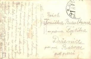 Szentantal, Sväty Anton; utcakép, templom, benzinkút, Fesler (?) üzlete / street view with gas stati...