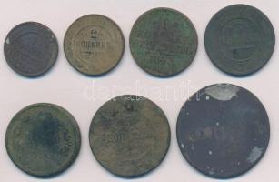 Orosz Birodalom 1818-1909. 7db-os rézpénz közte, közte egy hamisítvány T:3 Russian Empire 1818-1909. 7pcs of copper coins with one fake C:F
