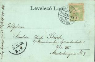 1904 Búrszentgyörgy, Bur-Sankt-Georg, Borsky Sväty Jur; Kastély, M. kir. állami elemi iskola este / ...