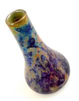 Csihalek Baja eozin mázas nyakas díszváza, porcelánfajansz, jelzett, kopott, m: 15,5 cm