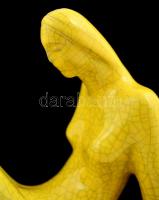 Gorka Géza (1895-1971): Art deco ülő női figura könyvtámasz. Repesztett mázas kerámia,  jelzett (Nog...