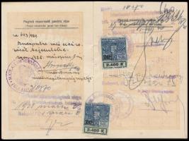 1924 Román Királyság által kiállított fényképes útlevél, bejegyzésekkel, okmánybélyegekkel / Romania...