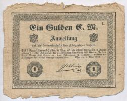 1849. 1Ft "Almássy" vízjeles papíron T:IV 
Adamo G105