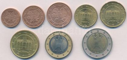 Németország 2002J 1c-2E (8xklf) forgalmi sor T:2
Germany 2002J 1 Cent - 2 Euro (8xdiff) coin set C:...