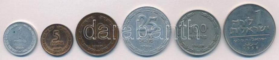 Izrael 1949-1958. 25m-1L (6xklf) T:2 Israel 1949-1958. 25 Mils - 1 Lira (6xdiff) C:XF