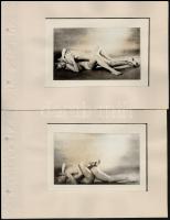 cca 1930 10 db pornográf fotó, albumlapokon, 8×13 cm