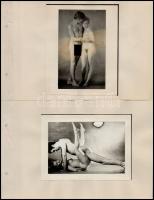 cca 1930 10 db pornográf fotó, albumlapokon, 8×13 cm