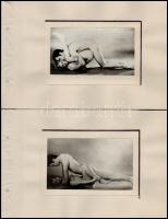 cca 1930 10 db pornográf fotó, albumlapokon, 8×13 cm