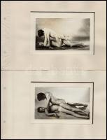cca 1930 10 db pornográf fotó, albumlapokon, 8×13 cm