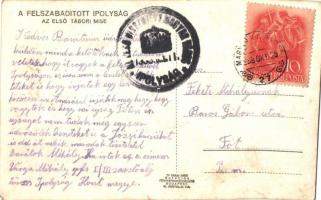 1938 Ipolyság, Sahy; bevonulás, az első tábori mise, katonai zenekar / entry of the Hungarian troops...