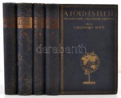 Cholnoky Jenő: A Föld és élete. 2-5 kötetek. Bp., [1936-1937], Franklin. Kissé kopott vászonkötésben
