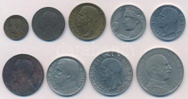 Olaszország 1909R-1941R 1c-2L (9xklf) T:2
Italy 1909-1941R 1 Centesimo - 2 Lire (9xdiff) C:XF