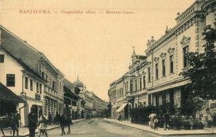 Banja Luka, Banjaluka; Gospodska ulica / Herren Gasse / street view, café, shops. W. L. Bp. 1633. (EK)