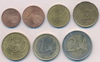 Monaco 2001-2002. 1c-2E (7xklf) nem teljes forgalmi sor, 5c nélkül T:2 Monaco 2001-2002. 1 Cent - 2 Euro (7xdiff) coin set without 5 Cents C:XF