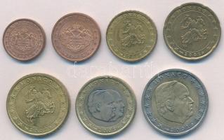 Monaco 2001-2002. 1c-2E (7xklf) nem teljes forgalmi sor, 5c nélkül T:2
Monaco 2001-2002. 1 Cent - 2...