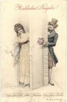 70 db RÉGI motívumos képeslap; humor, hölgyek, hajó, közte litho, vegyes minőségben / 70 pre-1945 mo...