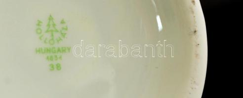 Hollóházi virág mintás váza, matricás, jelzett, hibátlan, m:17 cm